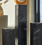 Charcoaled Pedestal Stand - Solid Wood - Display Base for Home Decor, Sculptures, or Plants