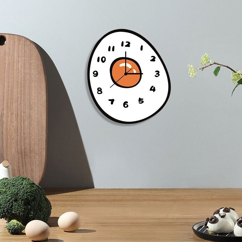 Whimsical Fried Egg Wall Clock – Playful Kitchen & Kids Room Decor