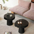 Charred Black Wood Side Table – Sculptural Solid Wood Accent Stool