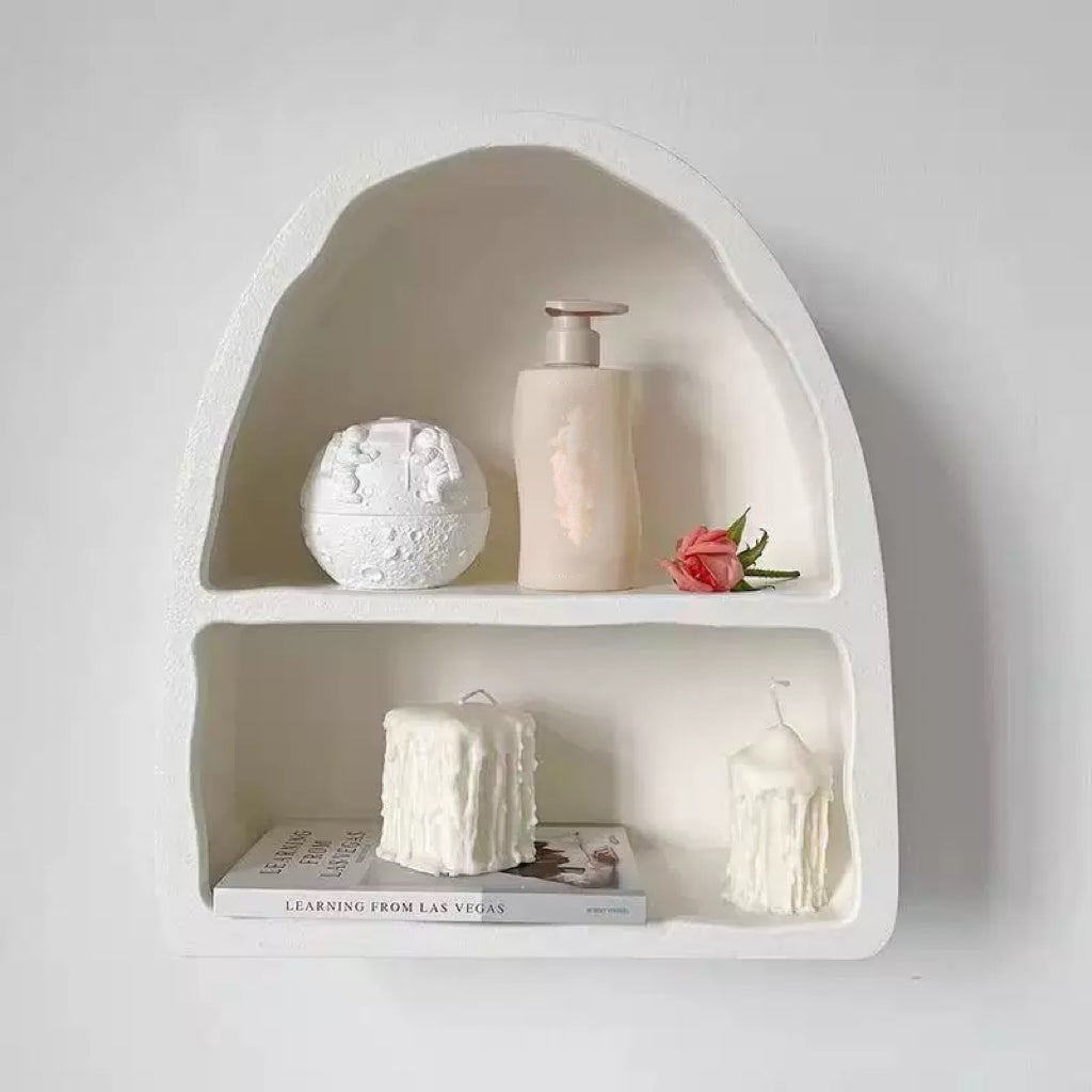 Dome Floating White Wall Mounted Shelves Textured Finished