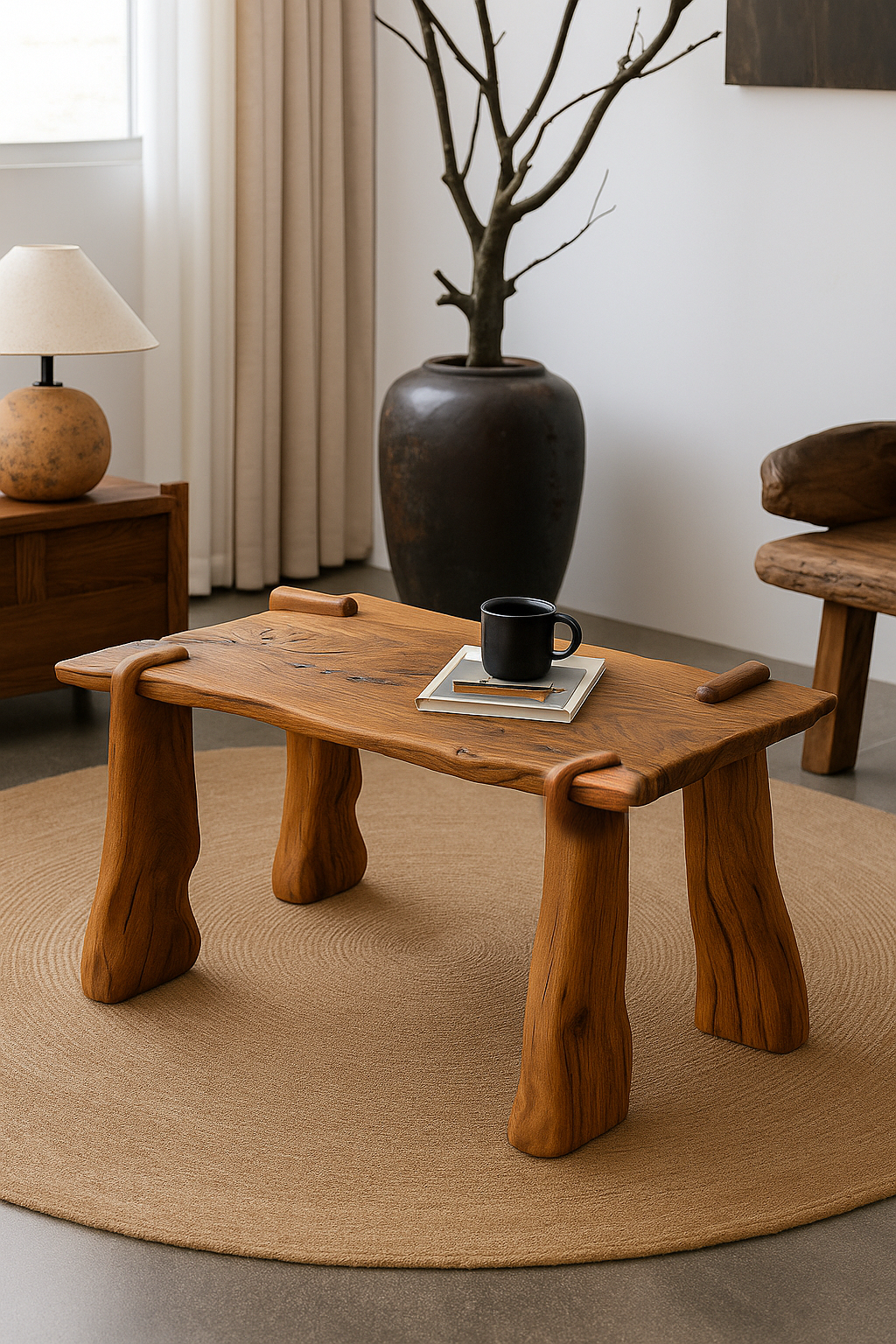 Live Edge Artisan Coffee Table – Handcrafted Solid Wood Bench Table