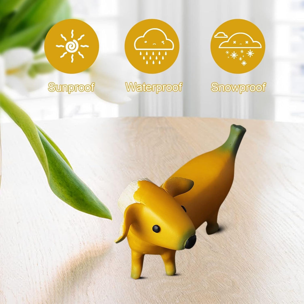 Banana Dog Resin Statue – Whimsical Dachshund Fruit Sculpture for Home, Garden, or Office Decor