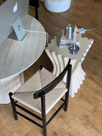 Sculptural Pedestal Side Table – Wavy Accent Table Stool for Modern Interiors