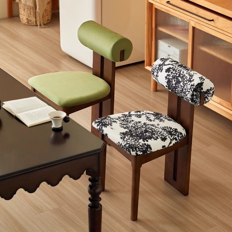 Modern Curved Back Plush Upholstery with Wood Base Chair