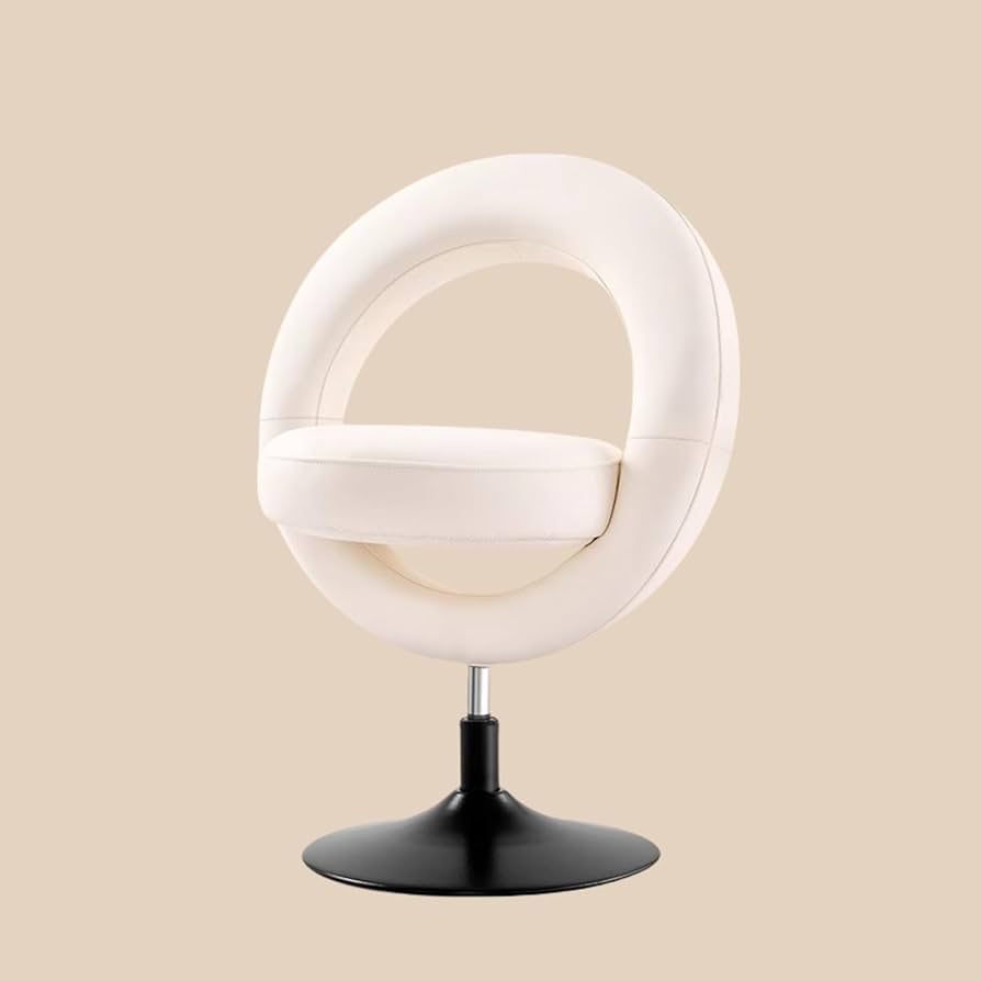 Modern Boucle Swivel Vanity Chair – Donut Accent Chair with 360° Rotation