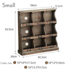 Vintage Wooden Wall Cubby Shelf Organizer – Rustic Display & Storage