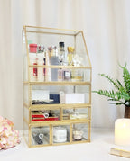 Elegant Glass Vanity  Organizer – Multi-Purpose Glass Storage Tower 7 Drawers