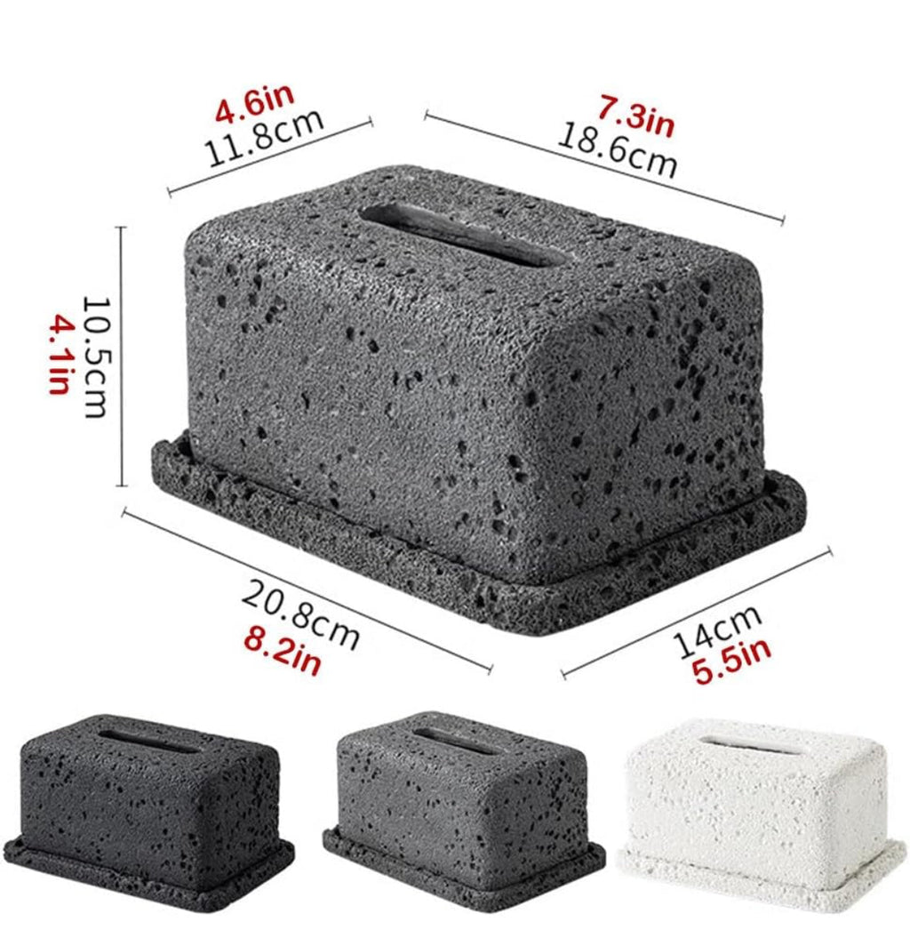 Modern Lava Stone Tissue Box Cover - Unique Volcanic Rock Design for Stylish Home Decor
