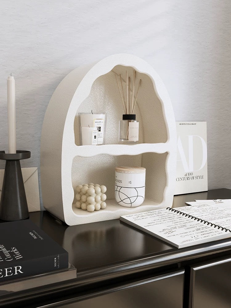 Dome Floating White Wall Mounted Shelves Textured Finished