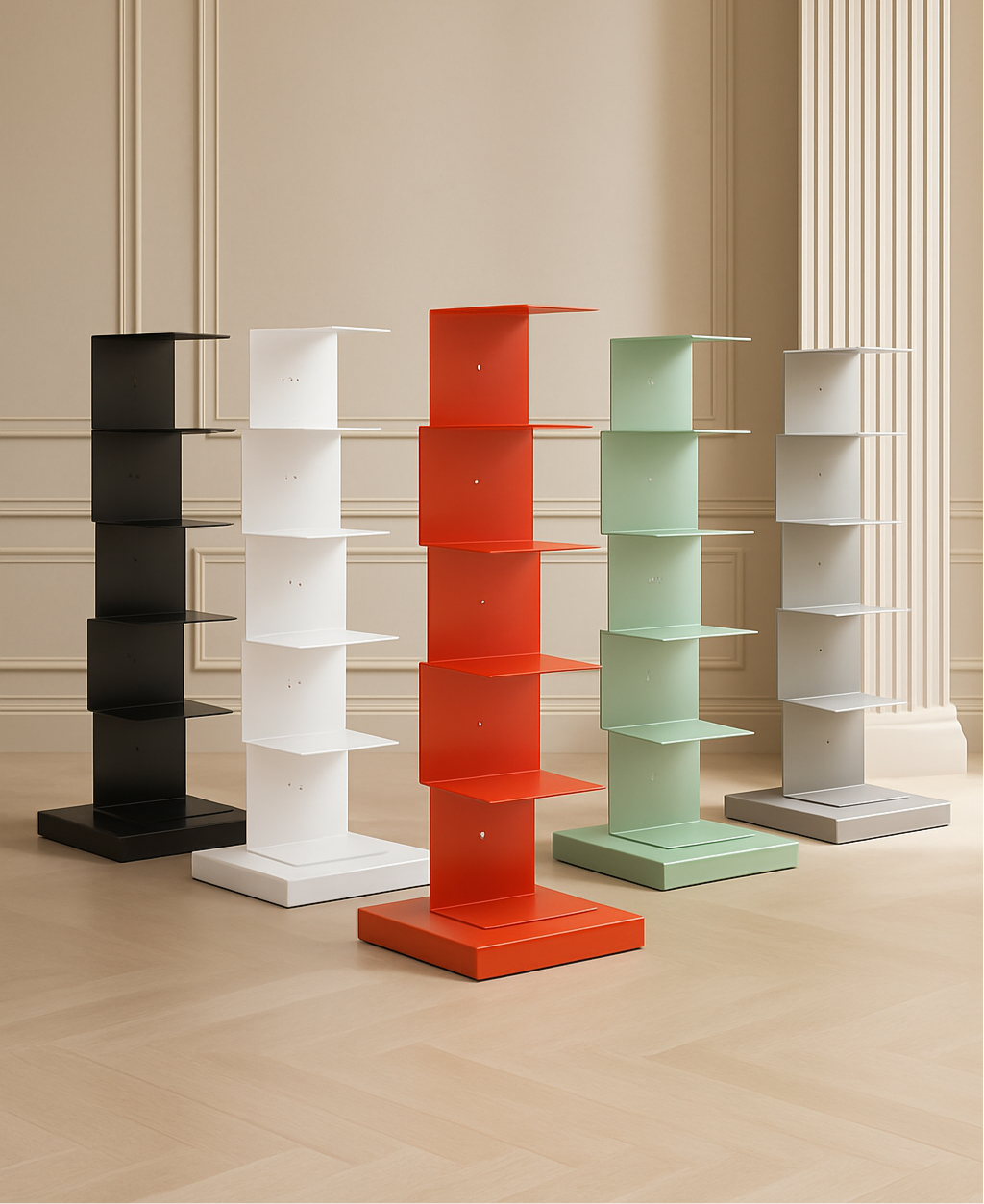 Floating Bookshelf - Vertical Storage | Space-Saving Metal Bookcase for Home & Office