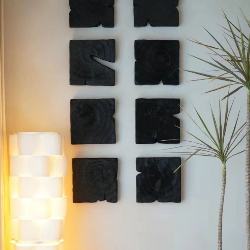 Rustic Charred Black Wood Art Panels – Decorative Wall Hanging for Modern Interiors