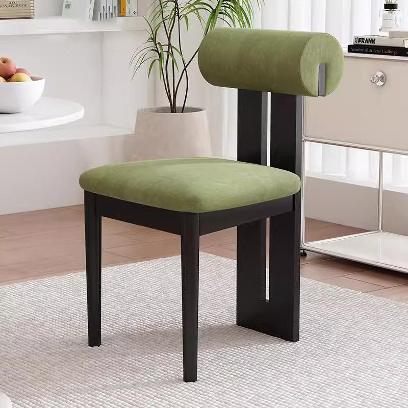 Modern Curved Back Plush Upholstery with Wood Base Chair