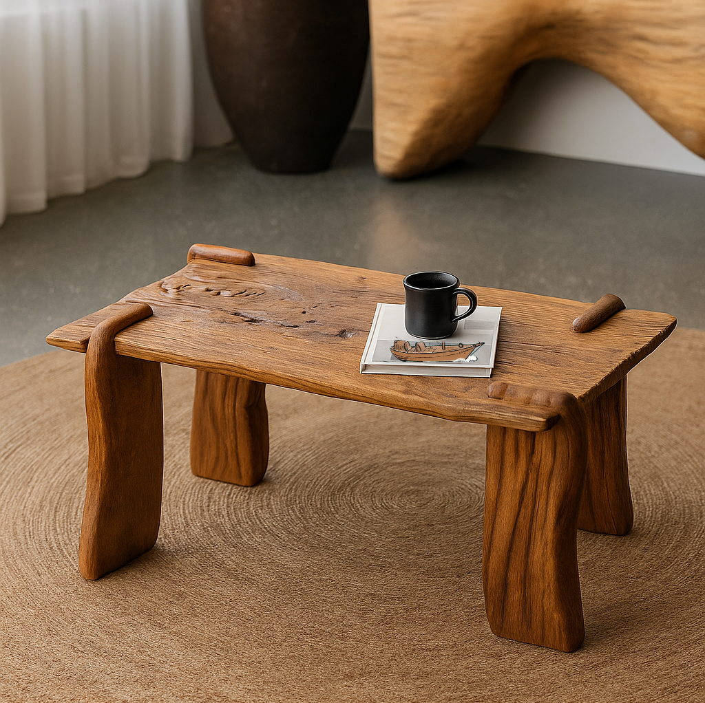Live Edge Artisan Coffee Table – Handcrafted Solid Wood Bench Table