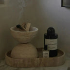 Minimalist Travertine Incense Bowl – Sculptural Stone Decor