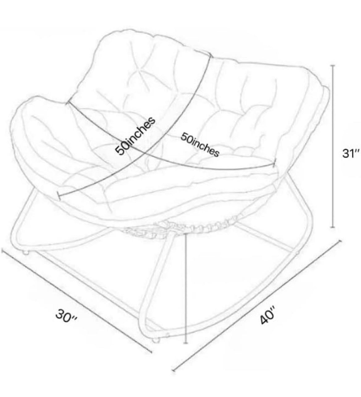 Outdoor Papasan Rattan Rocking Chair with Soft Cushion