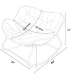 Oversized Outdoor Papasan Rocking Chair with Soft Cushion | Rattan Frame Lounge Chair for Patio & Living Room