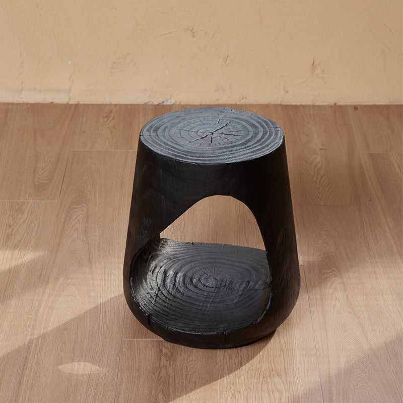 Sculptural Charred Wood Coffee Tables & Stools – Sustainable Café Decor