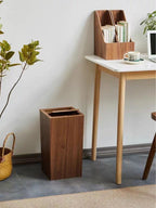 Wooden-Style Trash Bin with Optional Rotating Lid – Modern & Functional Design
