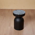 Sculptural Charred Wood Coffee Tables & Stools – Sustainable Café Decor