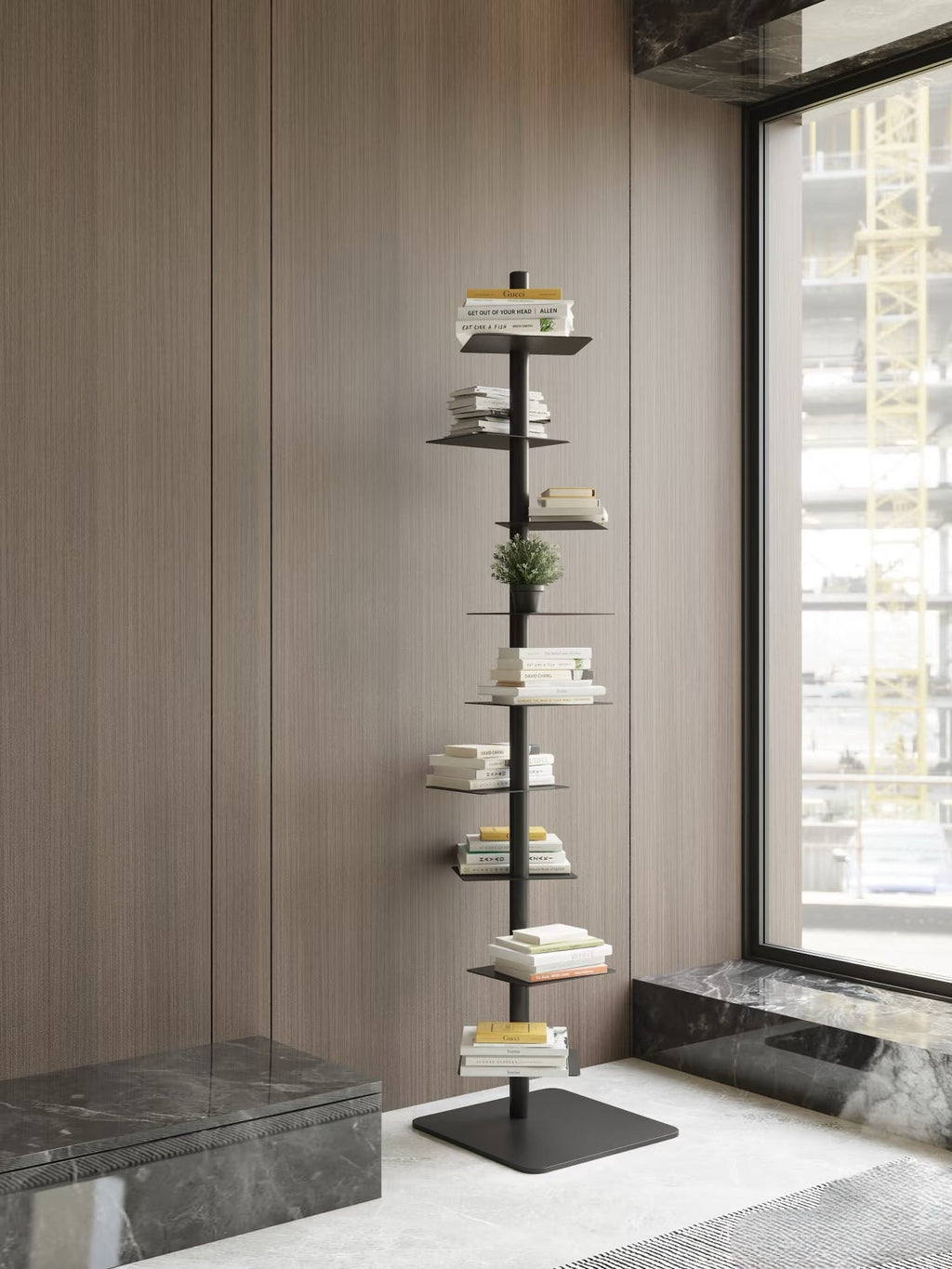 Modern Metal Vertical Shelf – Plant Stand, Bookshelf, Display Shelf Minimalist Metal Tree Book Tower