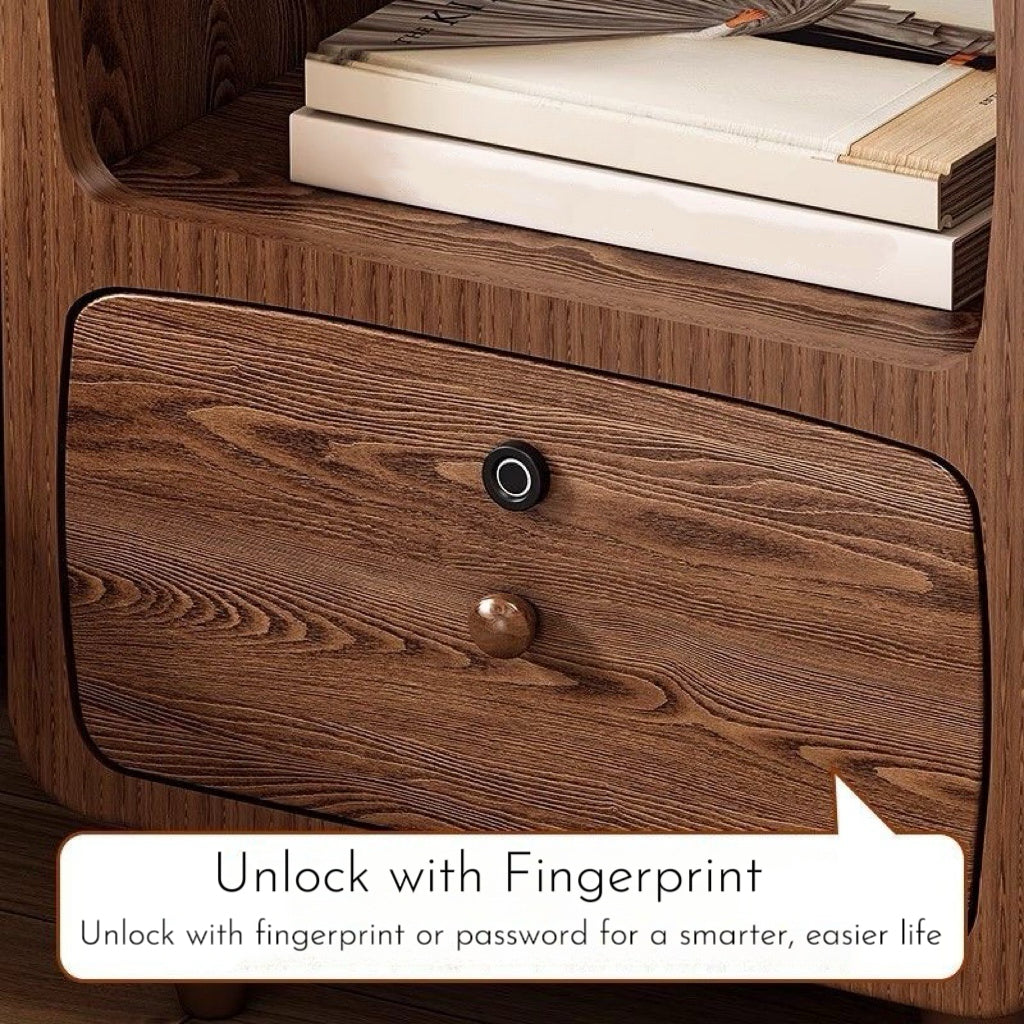 Standing Bedside Table – Nightstand with Drawer and Open Shelf