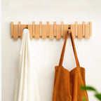 Modern Wooden Wall Hook Rack – Foldable, Space-Saving Coat Rack for Entryway, Bathroom, and Bedroom