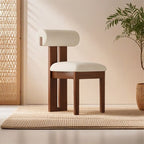 Modern Curved Back Plush Upholstery with Wood Base Chair