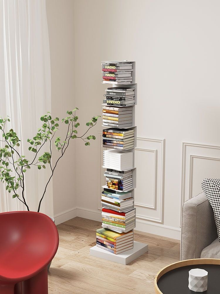 Floating Bookshelf - Vertical Storage | Space-Saving Metal Bookcase for Home & Office