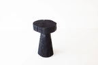 Charred Black Wood Side Table – Sculptural Solid Wood Accent Stool
