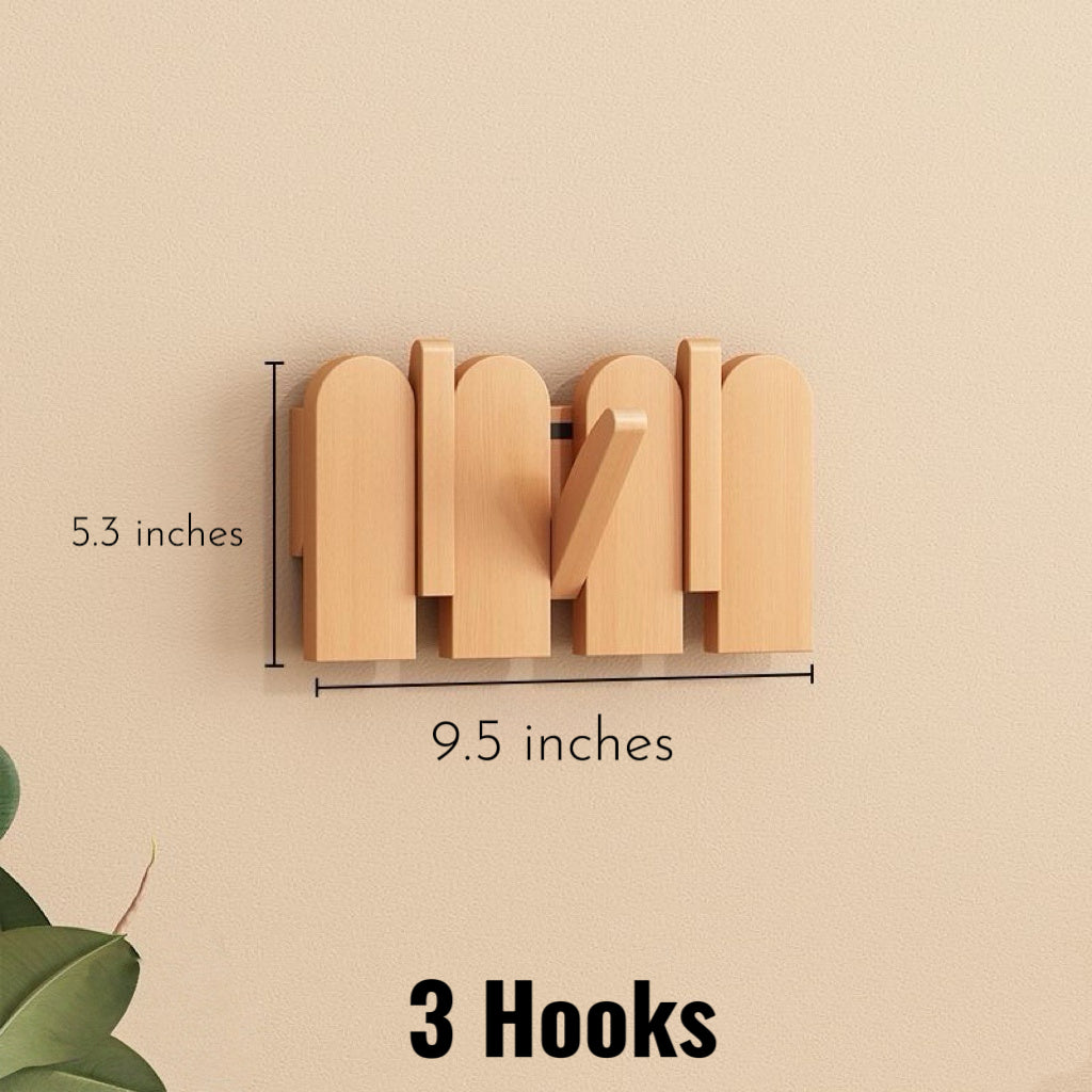 Modern Folding Wooden Wall Hook Rack (3–10 Hooks)