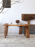 Live Edge Artisan Coffee Table – Handcrafted Solid Wood Bench Table
