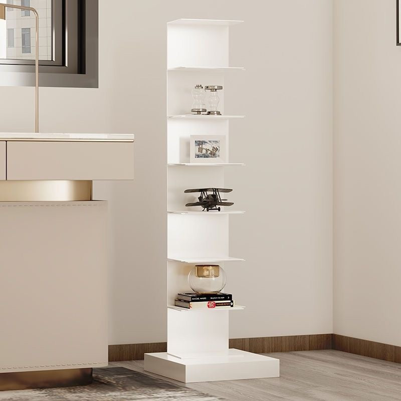 Modern Floating Metal Bookshelf - 5, 6, 8, and 9 Tier Vertical Storage | Space-Saving Metal Bookcase for Home & Office