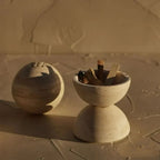 Minimalist Travertine Incense Bowl – Sculptural Stone Decor