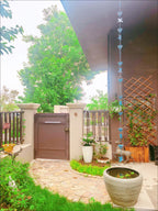 Hummingbird & Blue Flower Rain Chain 94-Inch Decorative Garden Downspout Alternative