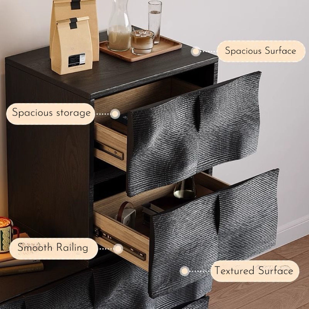 Modern Textured Wood Storage Cabinet