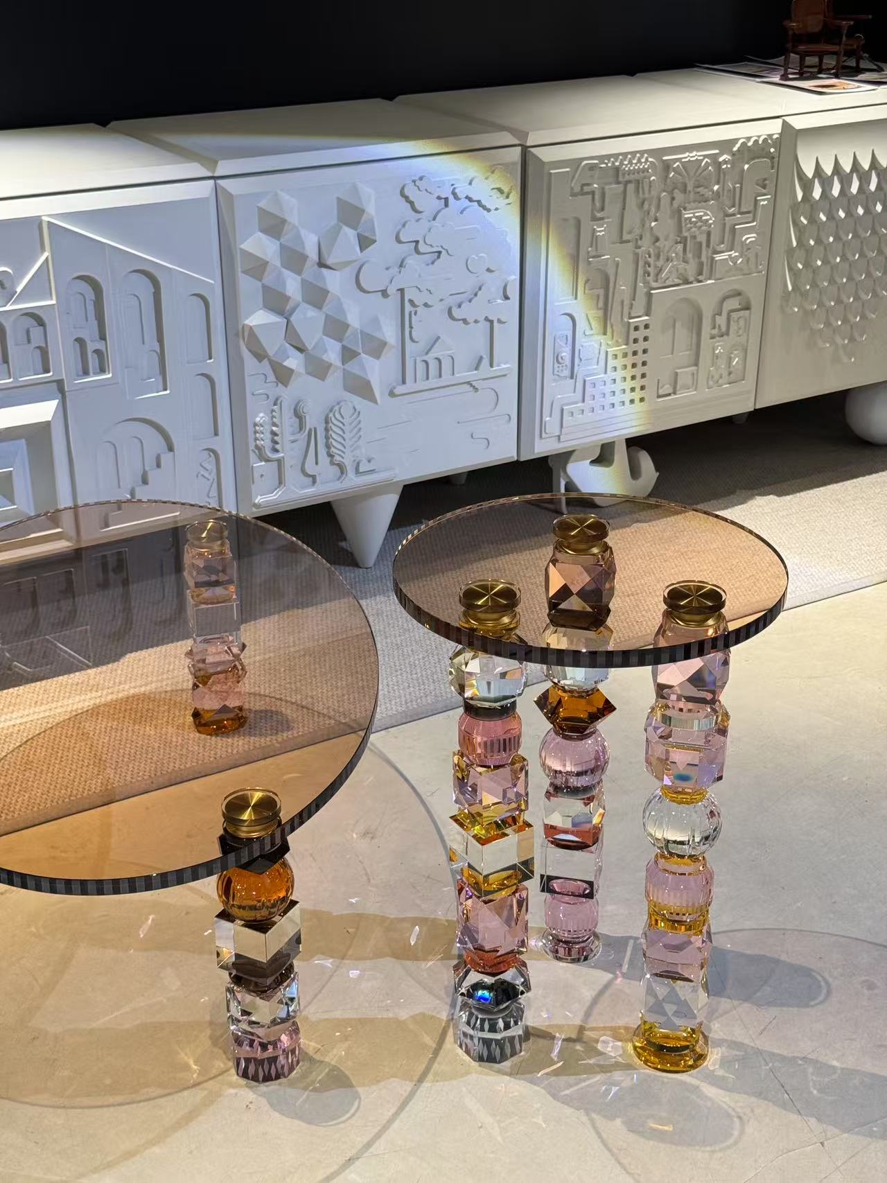 Crystal & Amber Glass Luxury Accent Table