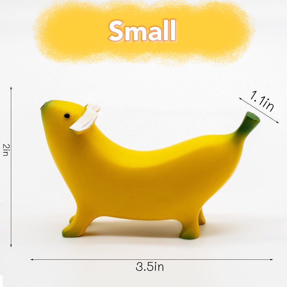 Banana Dog Resin Statue – Whimsical Dachshund Fruit Sculpture for Home, Garden, or Office Decor