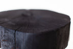 Charred Black Wood Side Table – Sculptural Solid Wood Accent Stool