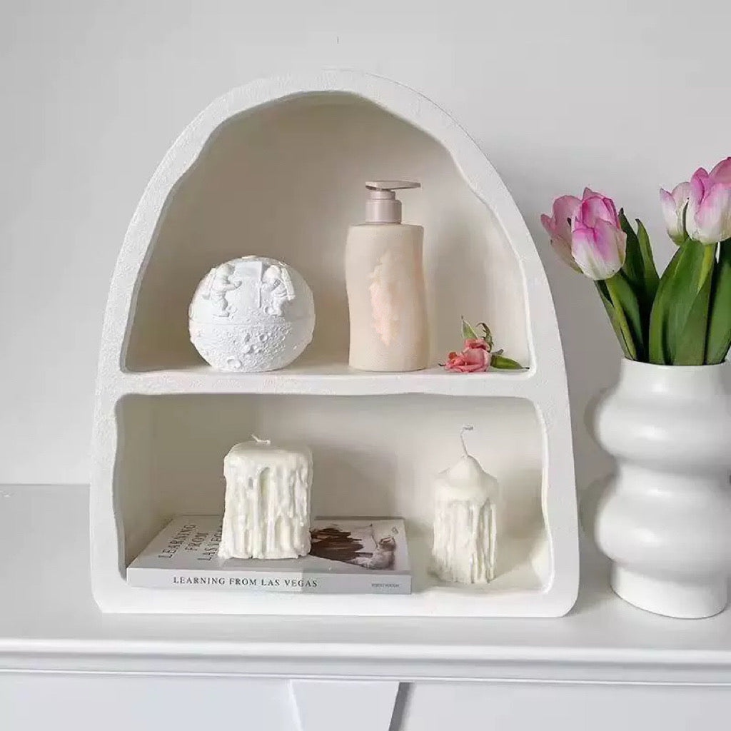 Dome Floating White Wall Mounted Shelves Textured Finished