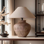 Rustic Ceramic Table Lamp – Minimalist Wabi-Sabi Style Light