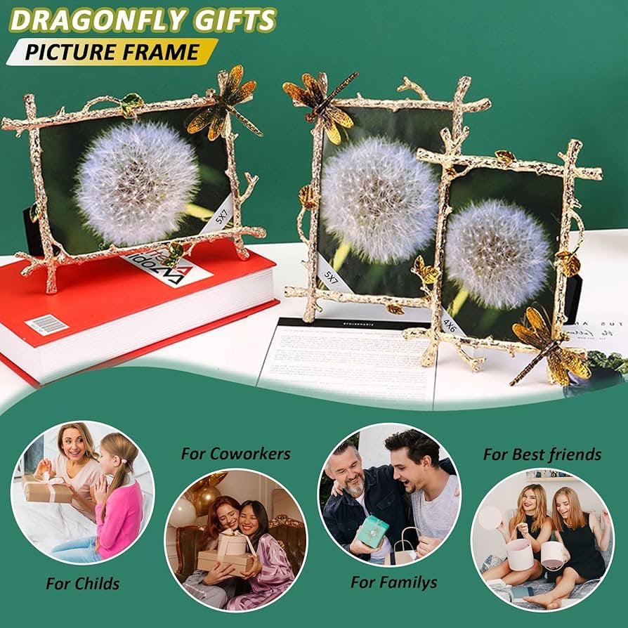 Vintage Dragonfly Enamel Picture Frame – 4x6 5x7