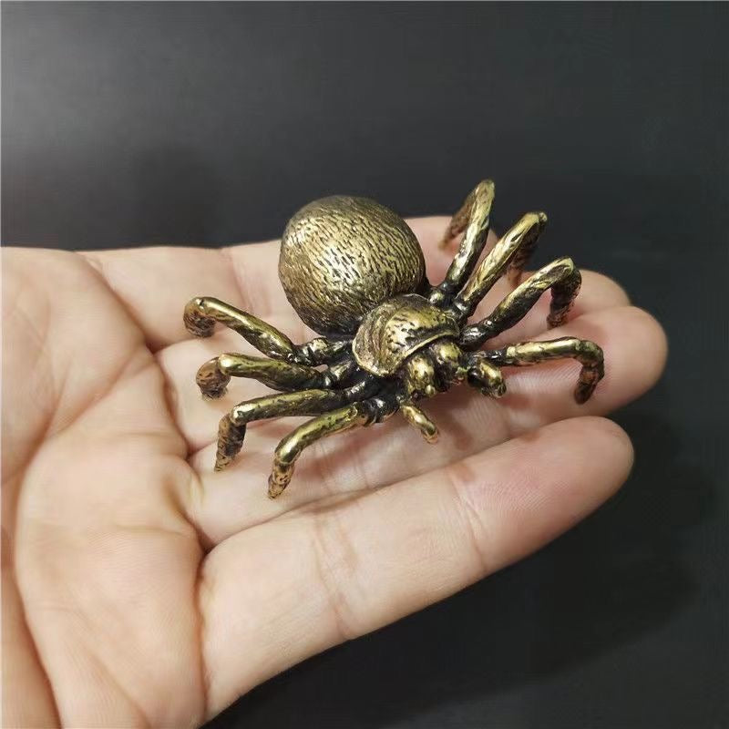 Mini Brass Spider Figurine – Collectible Desk Accent & Paperweight