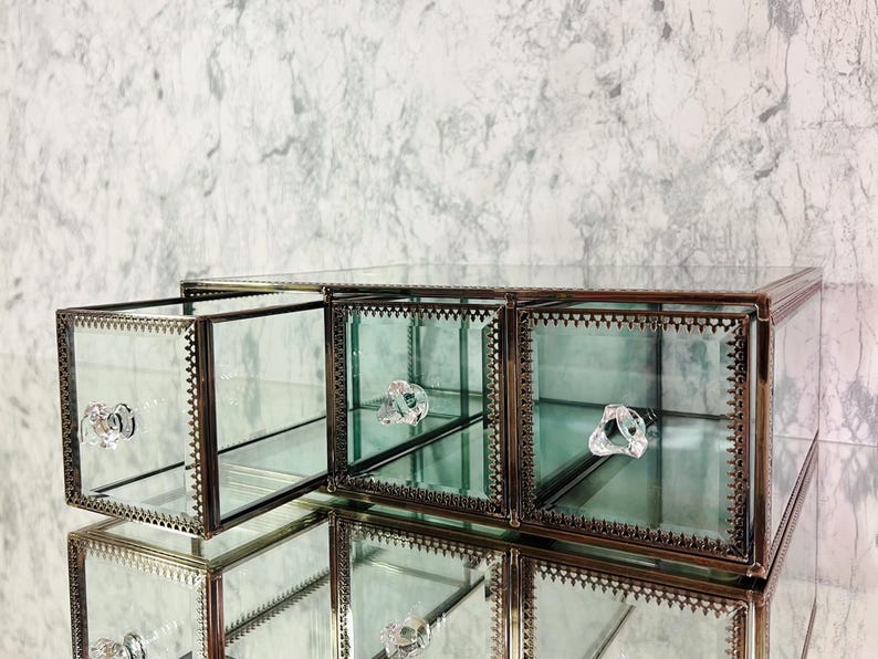 Elegant Glass Vanity  Organizer – Multi-Purpose Glass Storage Tower 7 Drawers