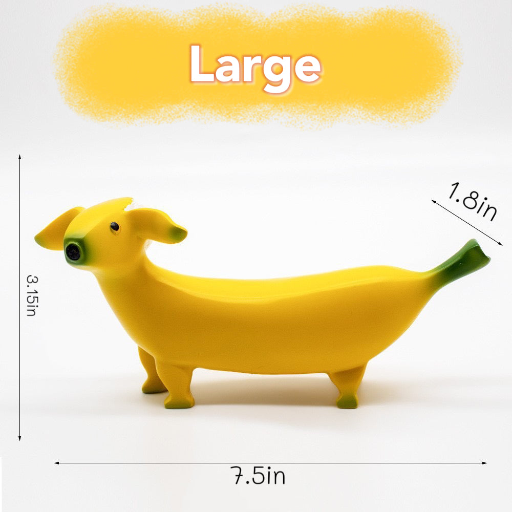 Banana Dog Resin Statue – Whimsical Dachshund Fruit Sculpture for Home, Garden, or Office Decor