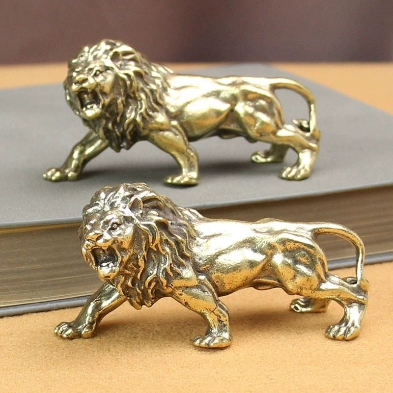 Mini Brass Lion Statue – Handcrafted Collectible Figurine