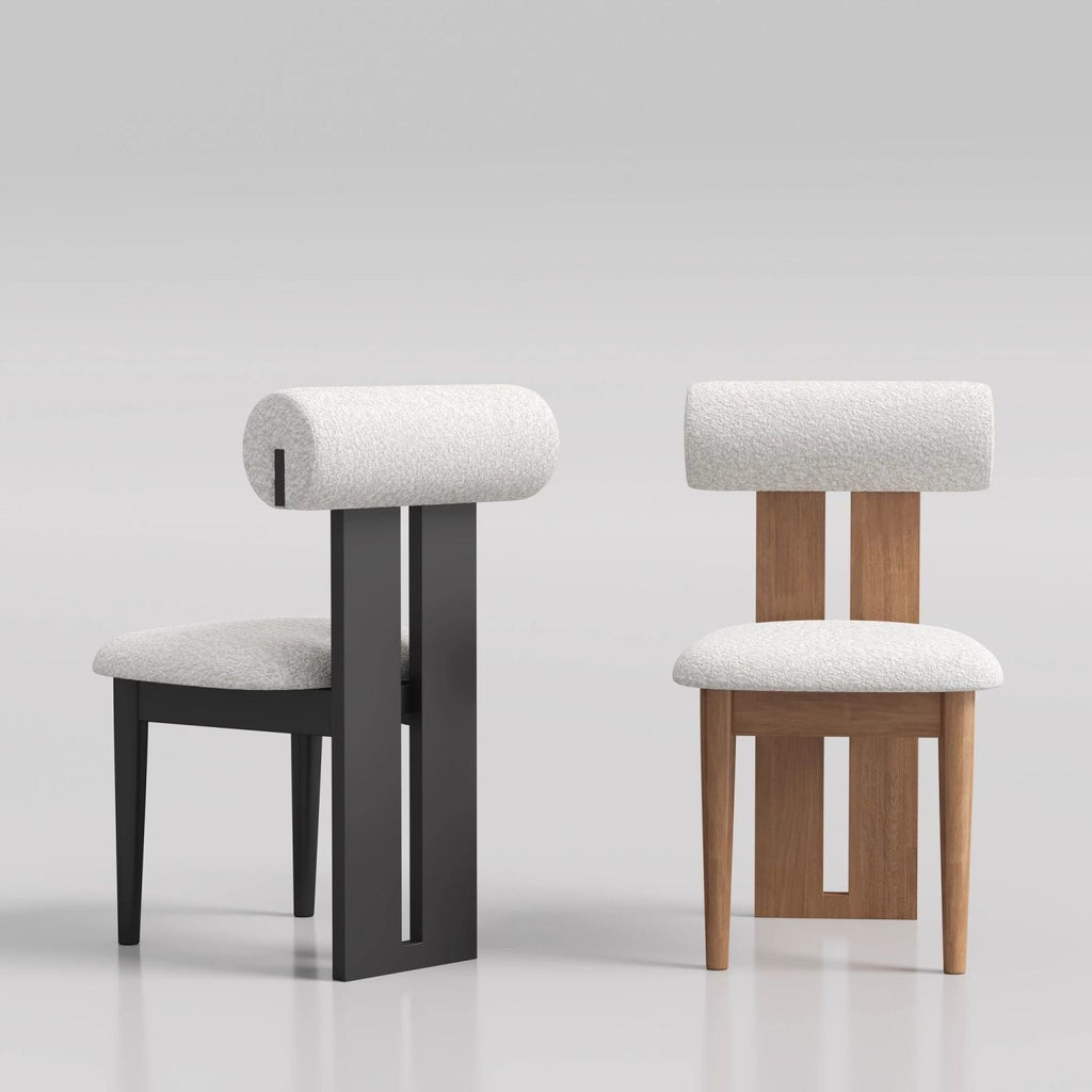 Modern Curved Back Plush Upholstery with Wood Base Chair