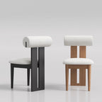 Modern Curved Back Plush Upholstery with Wood Base Chair