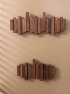 Modern Wooden Wall Hook Rack – Space-Saving Folding Coat Rack with Hidden Hooks – Stylish Walnut Wood Floating Wall Organizer