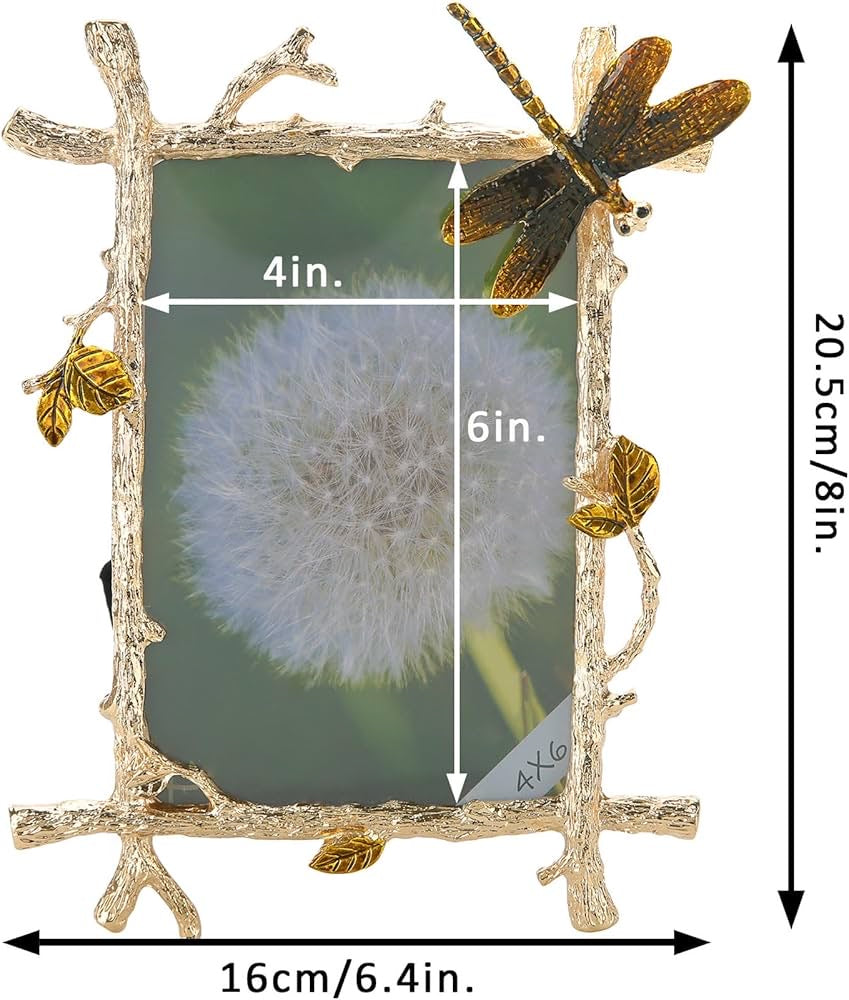 Vintage Dragonfly Enamel Picture Frame – 4x6 5x7