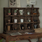 Vintage Wooden Wall Cubby Shelf Organizer – Rustic Display & Storage